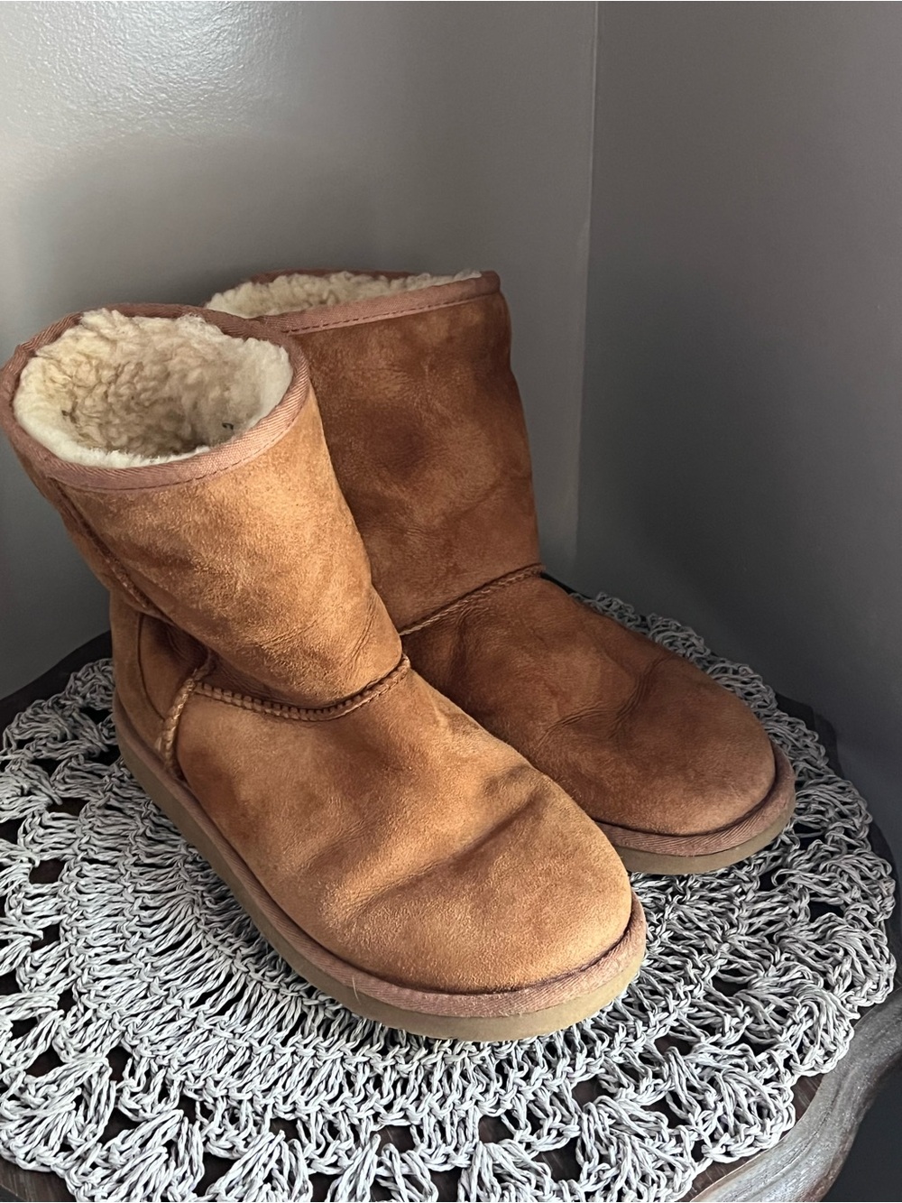 UGG Chestnut Suede Shearling-Lined Short Boot